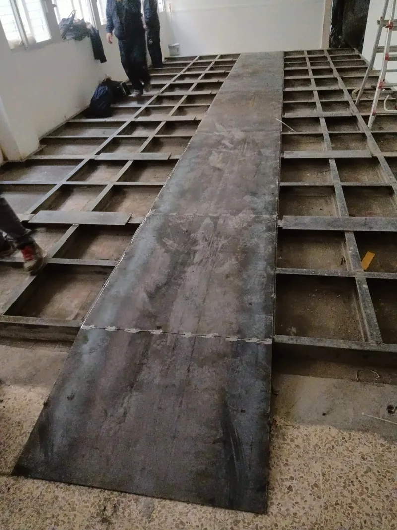 Detalle de perfiles longitudinales y transversales del entramado metálico interior